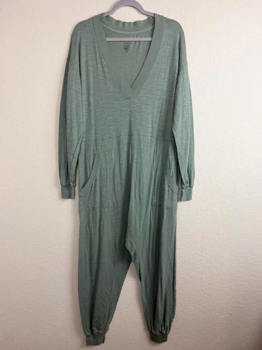 Natural Life Johnnie Jumpsuit Plunge Oversized V-Neck Jumper XS Olive Green - Picture 3 of 10